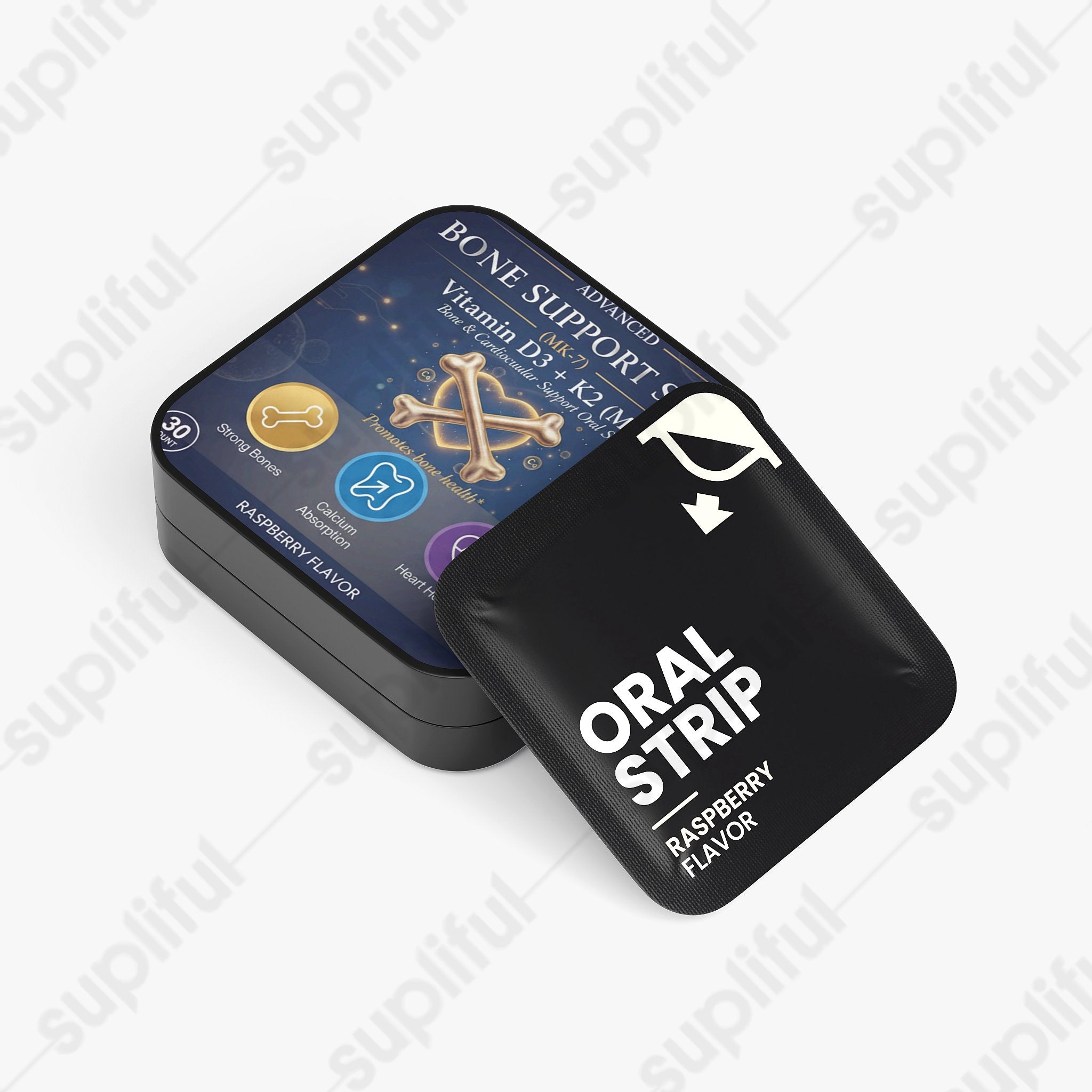 ⭐⭐⭐⭐⭐ Vitamin D3 + K2 Oral Strips 🦴 | Fast-Dissolving Raspberry Flavor for Strong Bones & Heart Health ❤️🍓 (30 Count)