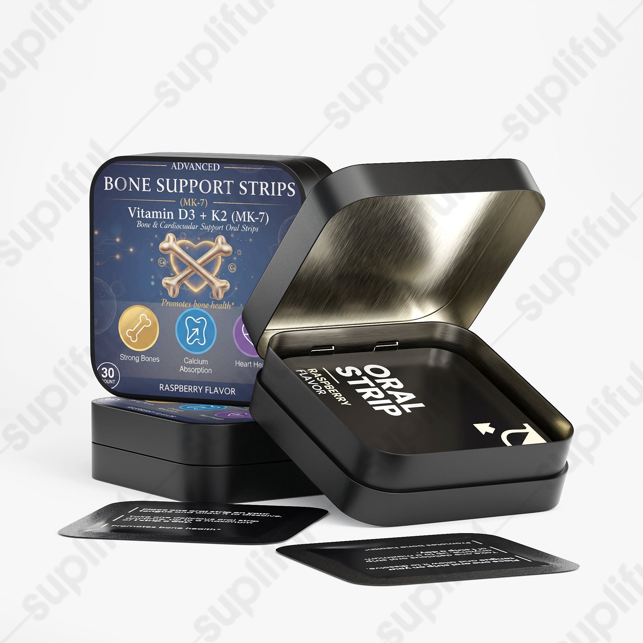 ⭐⭐⭐⭐⭐ Vitamin D3 + K2 Oral Strips 🦴 | Fast-Dissolving Raspberry Flavor for Strong Bones & Heart Health ❤️🍓 (30 Count)