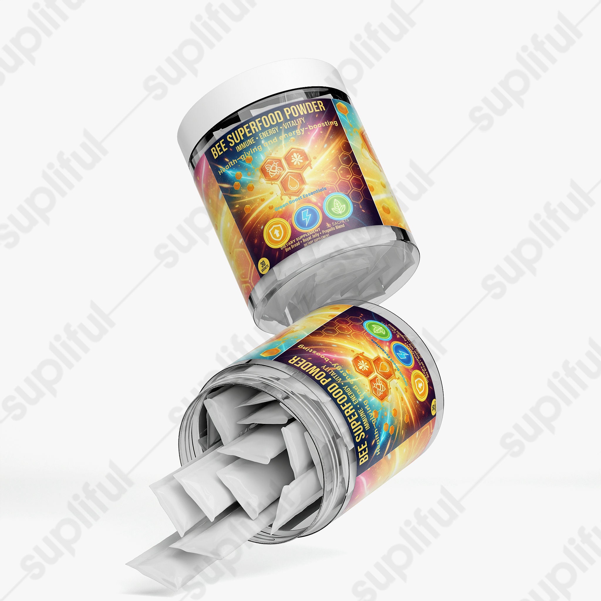 ⭐⭐⭐⭐⭐ Bee Superfood Powder | 3-in-1 Blend: Bee Bread, Royal Jelly & Propolis | Ultimate Immune Support, Energy & Vitality 🍯⚡ (30 Sachets)