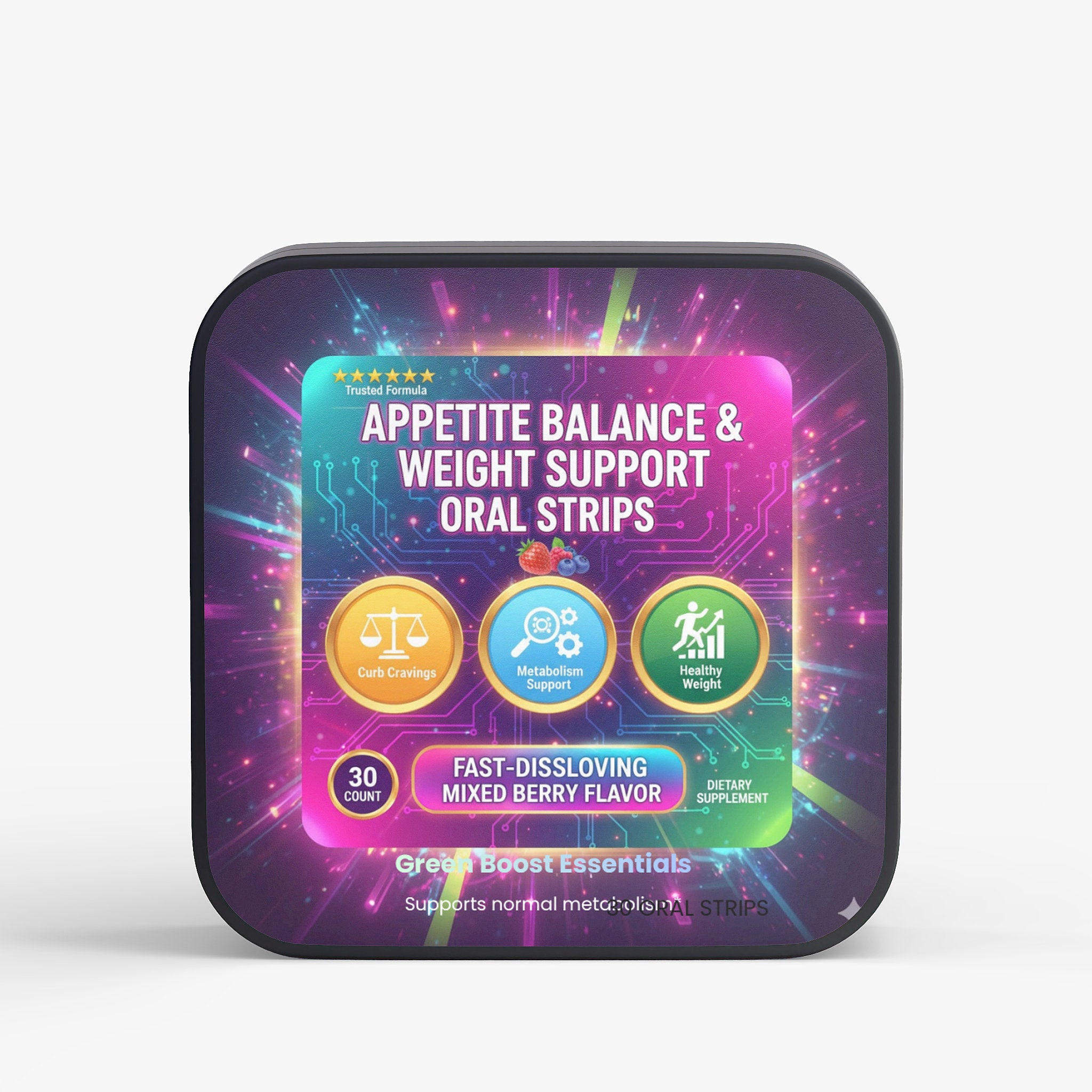 ⭐⭐⭐⭐⭐ Appetite Balance & Weight Support Oral Strips | Saffron, Chromium & Molybdenum | Fast-Dissolving Mixed Berry for Cravings & Metabolism 🍓 (30 Count)