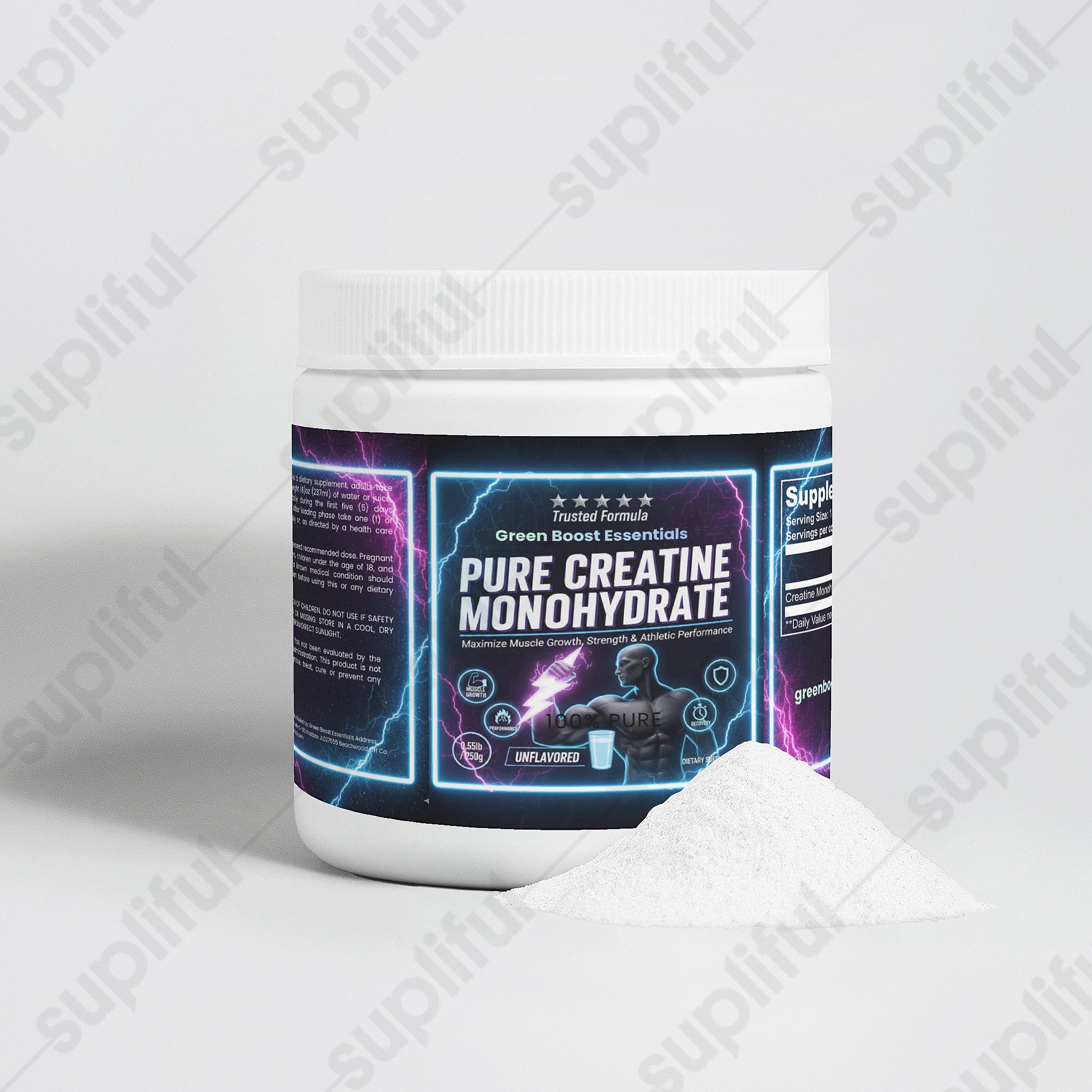 ⭐⭐⭐⭐⭐ Pure Creatine Monohydrate Powder | Maximize Muscle Growth, Strength & Athletic Performance 💪 | Unflavored (0.55lb / 250g)
