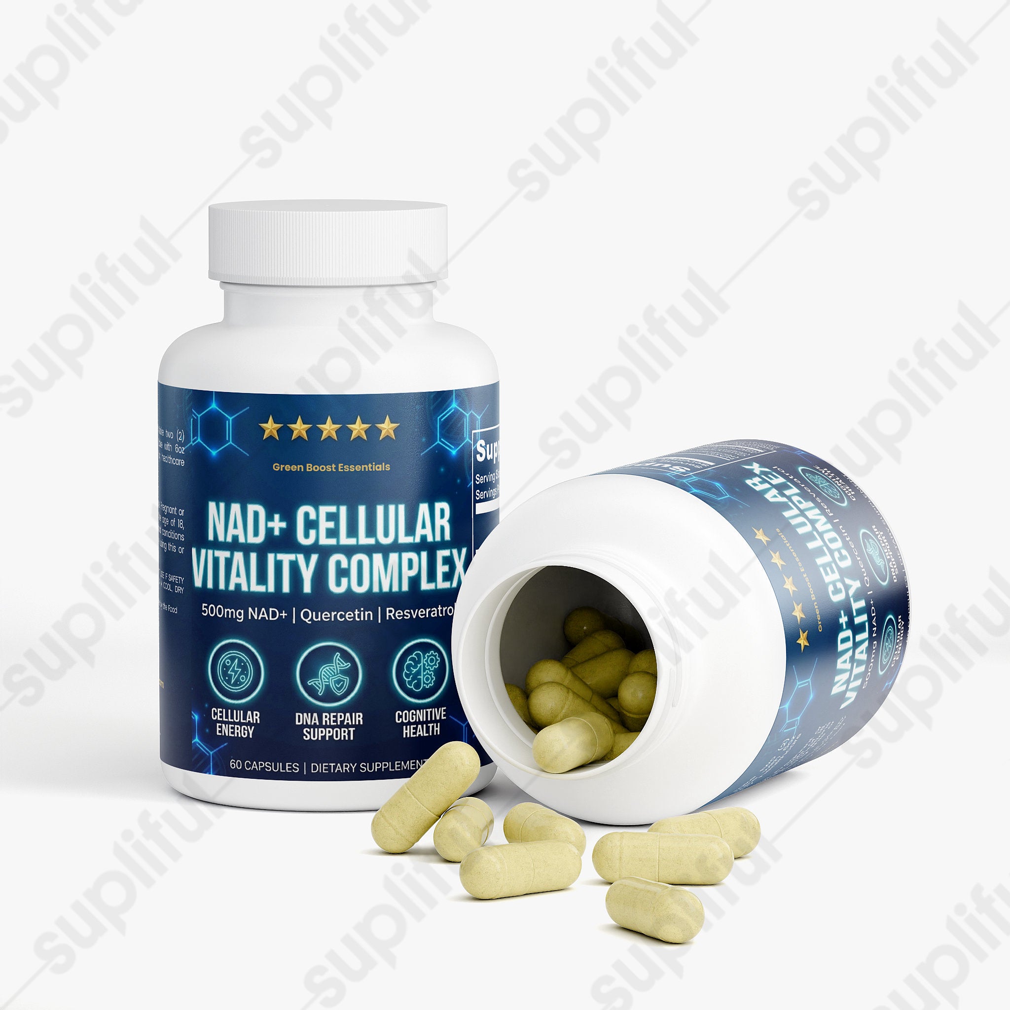 ⭐⭐⭐⭐⭐ NAD+ 500mg Complex | With Quercetin & Resveratrol | Cellular Energy, DNA Repair Support & Healthy Aging 🧬⚡ (60 Caps)