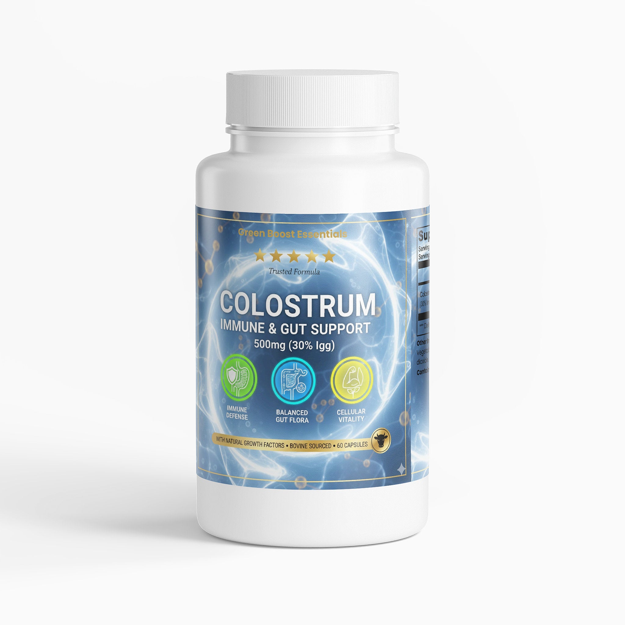 ⭐⭐⭐⭐⭐ Colostrum Capsules 500mg (30% IgG) | Bovine Immune Support & Gut Health 🐄🛡️ | Natural Growth Factors (60 Caps)