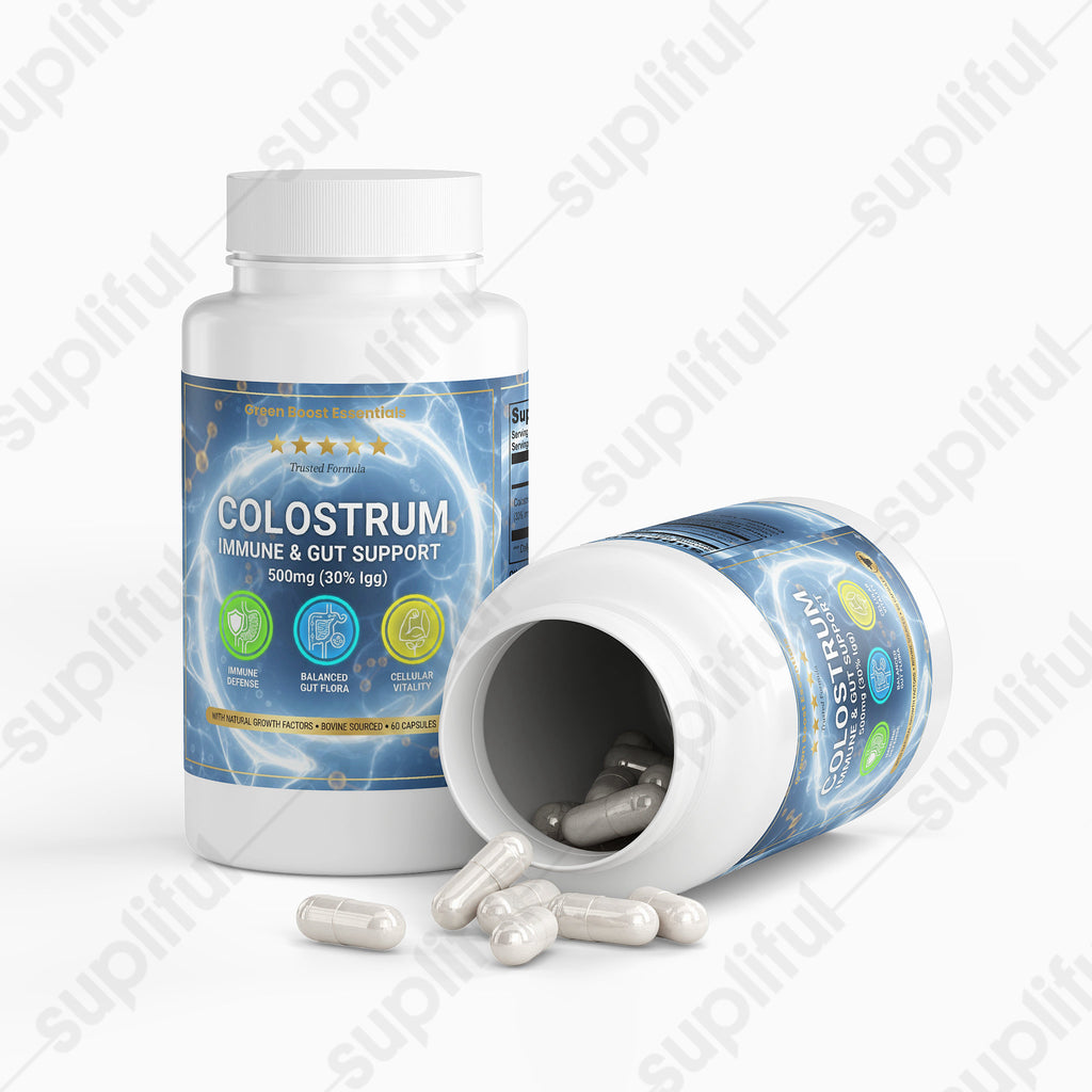 ⭐⭐⭐⭐⭐ Colostrum Capsules 500mg (30% IgG) | Bovine Immune Support & Gut Health 🐄🛡️ | Natural Growth Factors (60 Caps)