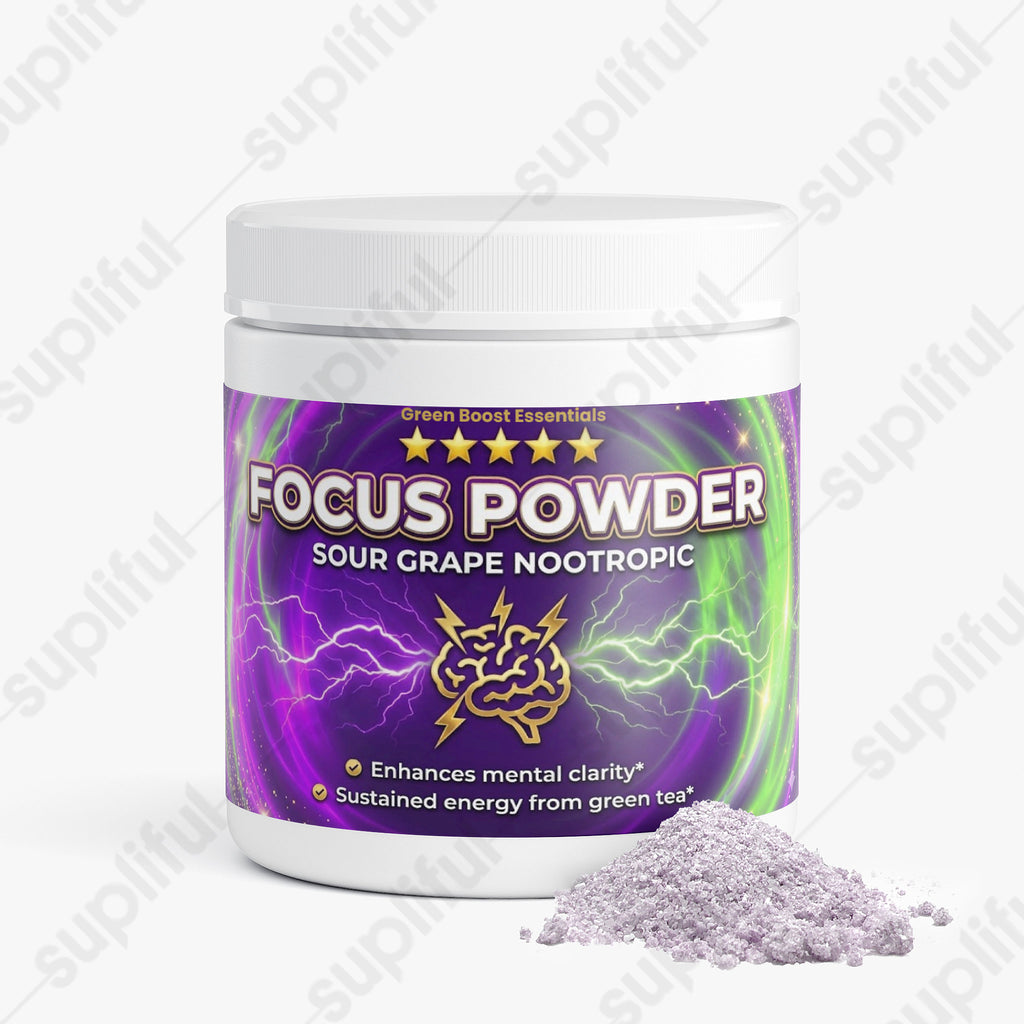 ⭐⭐⭐⭐⭐ Focus Powder Nootropic (Sour Grape) | Alpha-GPC, L-Theanine & Natural Caffeine | Zero Crash Energy for Gaming & Study 🍇⚡ (5.82 oz)