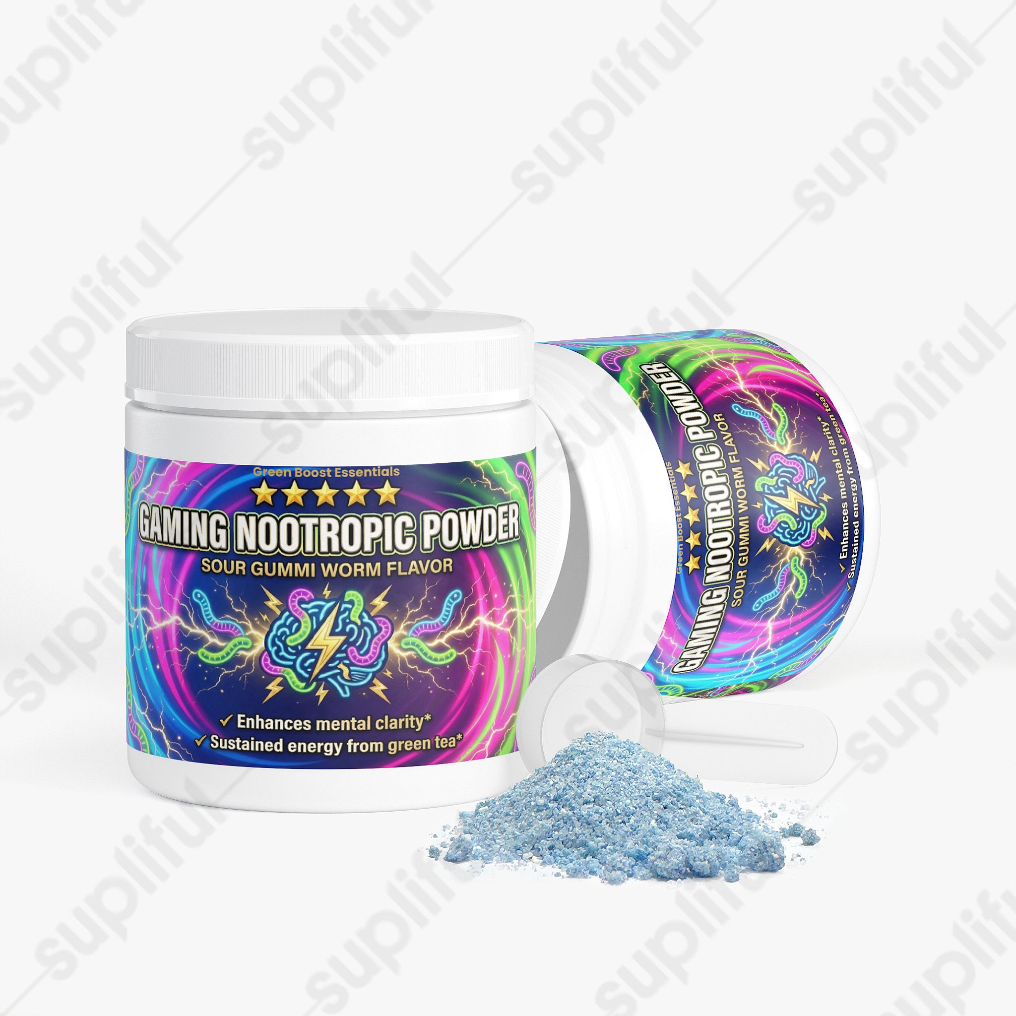 ⭐⭐⭐⭐⭐ Gaming Nootropic Powder (Sour Gummi Worm) 🐛 | Alpha-GPC, L-Theanine & Caffeine | Zero Crash Focus & Mental Clarity 🎮⚡ (5.64 oz)