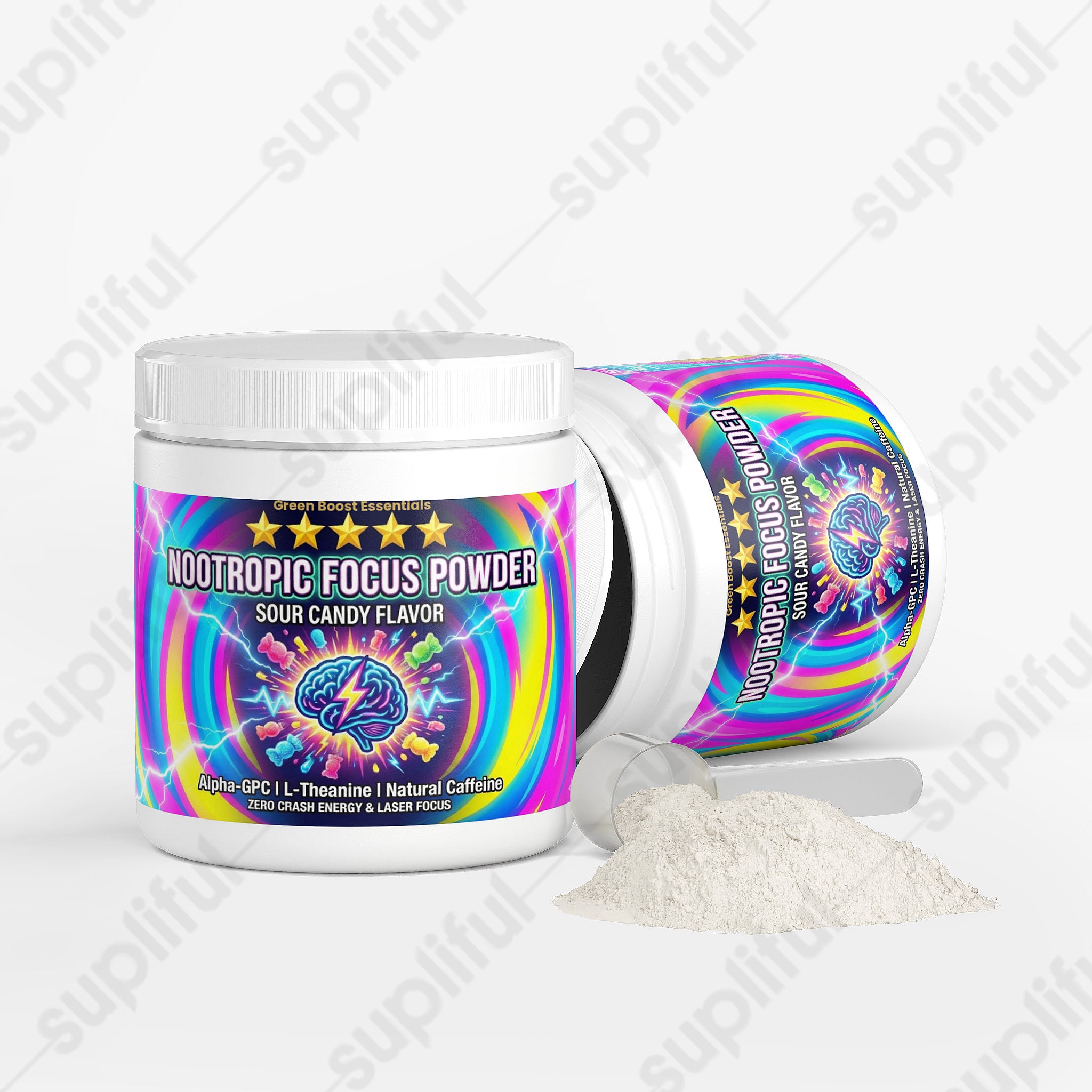⭐⭐⭐⭐⭐ Nootropic Focus Powder (Sour Candy Flavor) 🍬⚡ | Alpha-GPC, L-Theanine & Natural Caffeine | Zero Crash Energy & Laser Focus 🧠🎮 (5.82 oz)