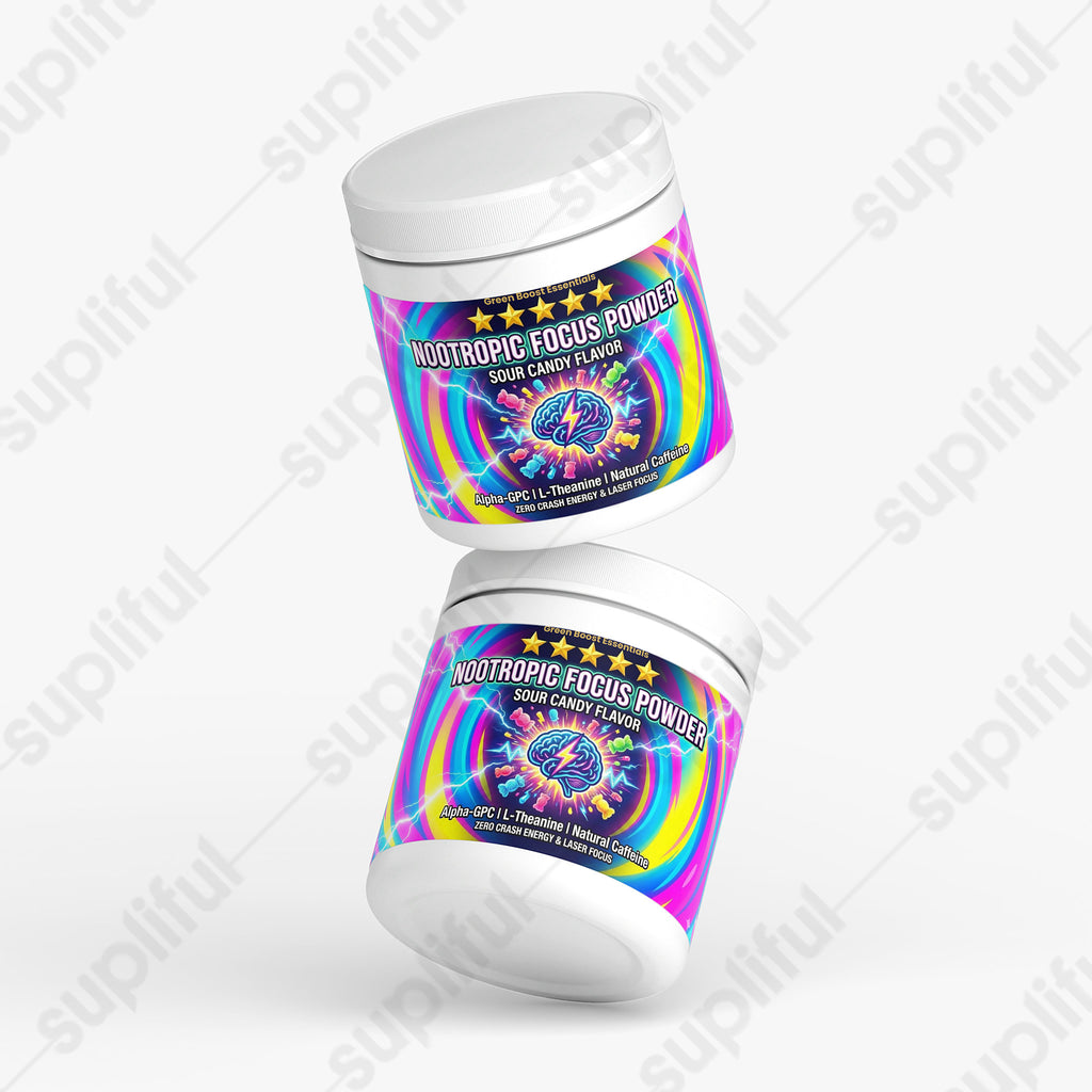 ⭐⭐⭐⭐⭐ Nootropic Focus Powder (Sour Candy Flavor) 🍬⚡ | Alpha-GPC, L-Theanine & Natural Caffeine | Zero Crash Energy & Laser Focus 🧠🎮 (5.82 oz)