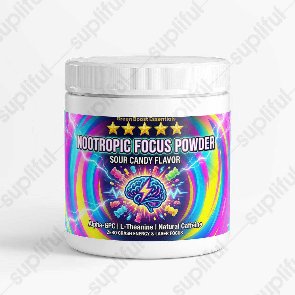 ⭐⭐⭐⭐⭐ Nootropic Focus Powder (Sour Candy Flavor) 🍬⚡ | Alpha-GPC, L-Theanine & Natural Caffeine | Zero Crash Energy & Laser Focus 🧠🎮 (5.82 oz)