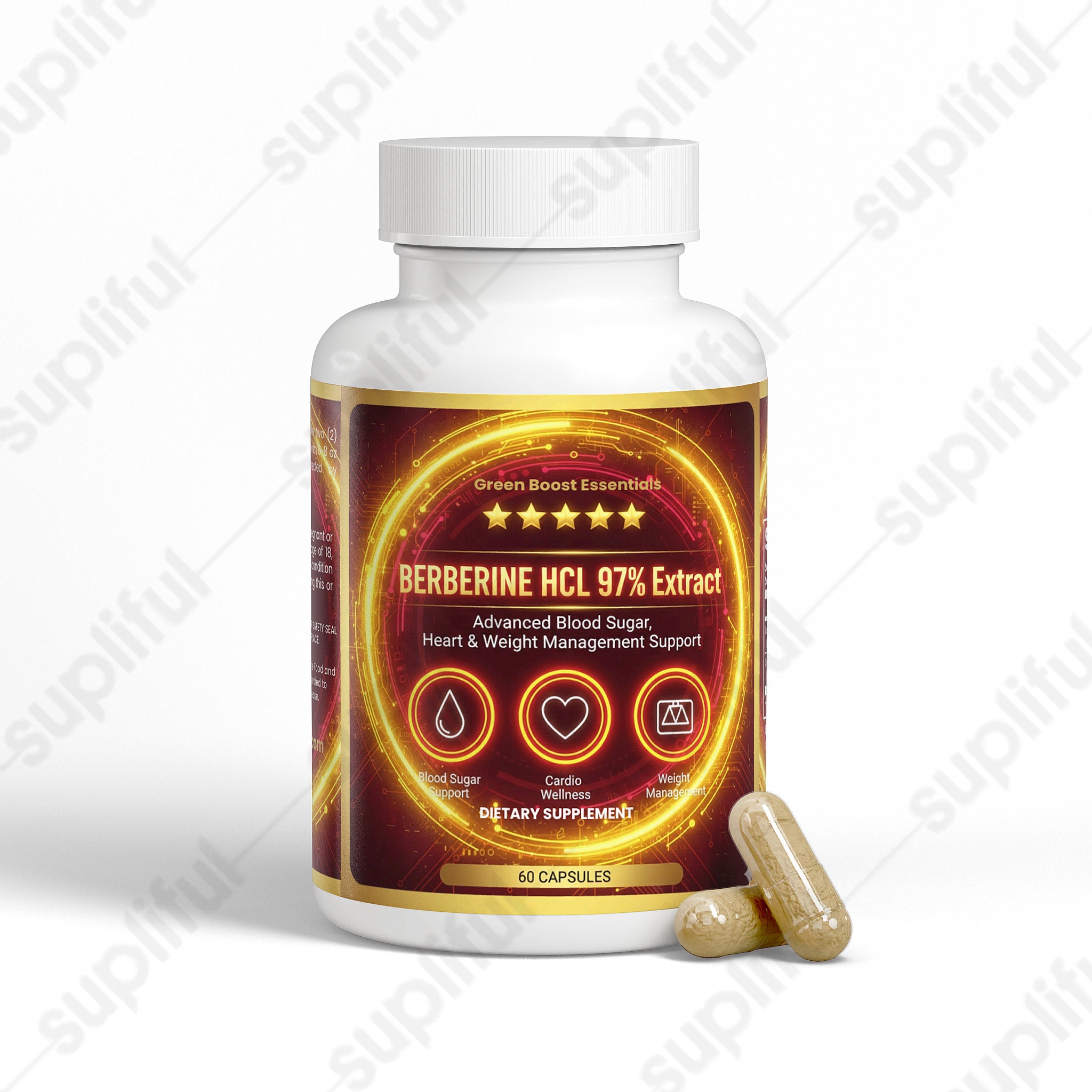 ⭐⭐⭐⭐⭐ Berberine HCL 97% Extract | Advanced Metabolic Switch ⚡🩸 | Blood Sugar, Heart & Weight Management Support (60 Caps)