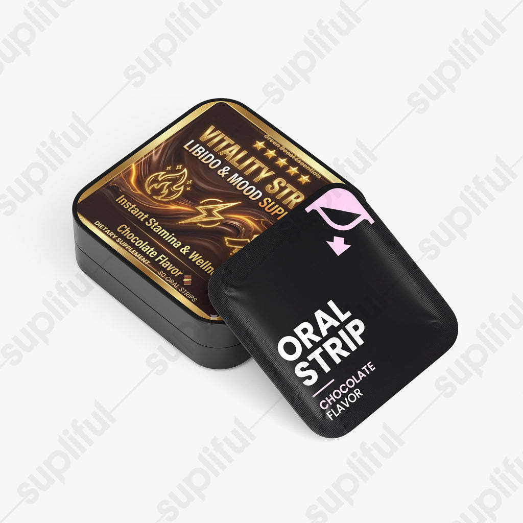 ⭐⭐⭐⭐⭐ Daily Vitality & Libido Support Strips 🍫🔥 | Cordyceps, Shilajit & Oyster Peptide | Instant Stamina & Mood Boost (30 Count)