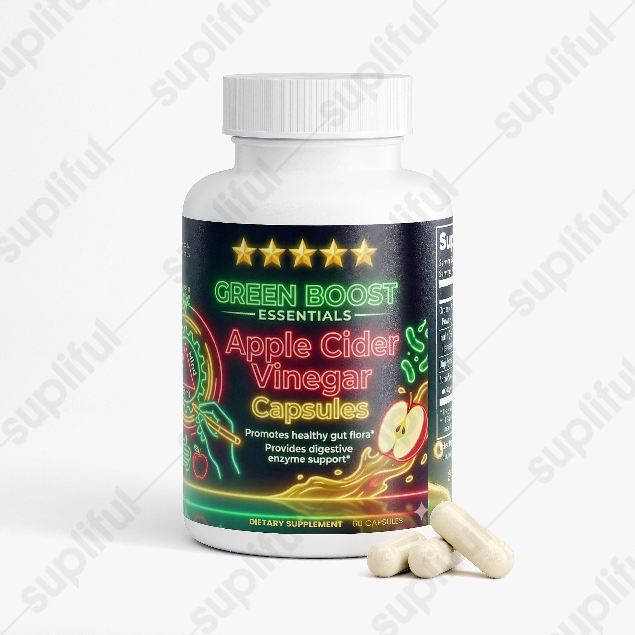 ⭐⭐⭐⭐⭐ Apple Cider Vinegar Capsules (1000mg) | Gut Health & Metabolism Support | with Probiotics & Digestive Enzymes 🍎✨
